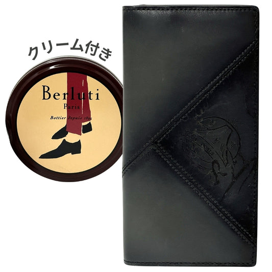 Berluti ベルルッティ 長財布 カリグラフィ スクリット ブラック レザー メンズ 【中古】