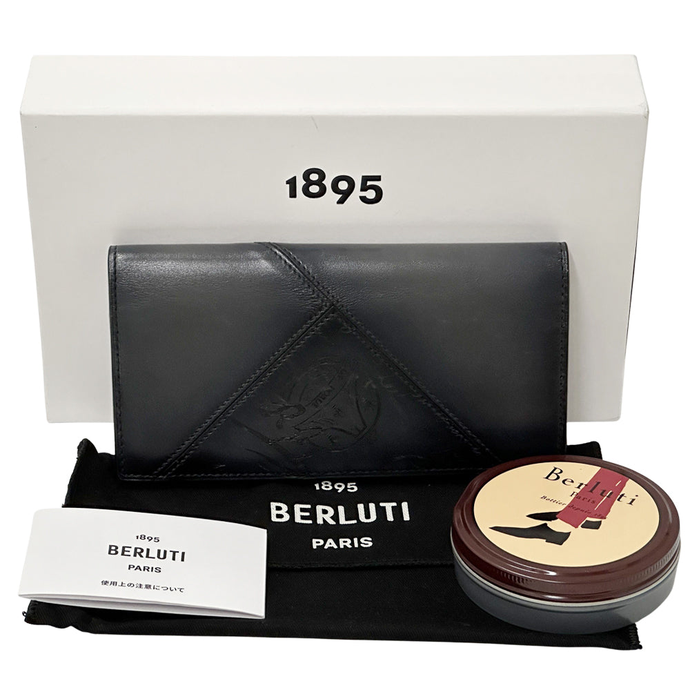 Berluti ベルルッティ 長財布 カリグラフィ スクリット ブラック レザー メンズ 【中古】