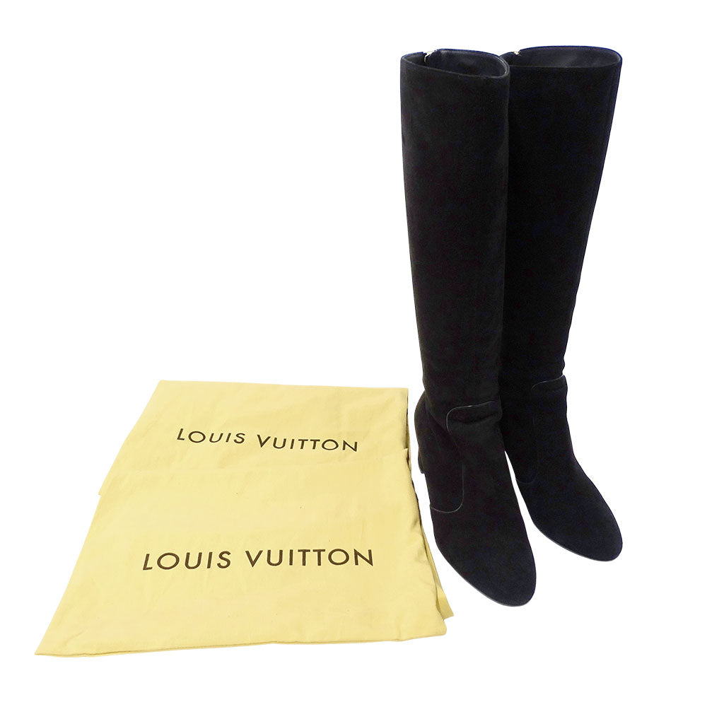 LOUIS VUITTON ルイ・ヴィトン ブーツ ブラック ゴールド金具 スエード レディース 【中古】