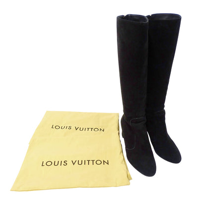 LOUIS VUITTON ルイ・ヴィトン ブーツ ブラック ゴールド金具 スエード レディース 【中古】