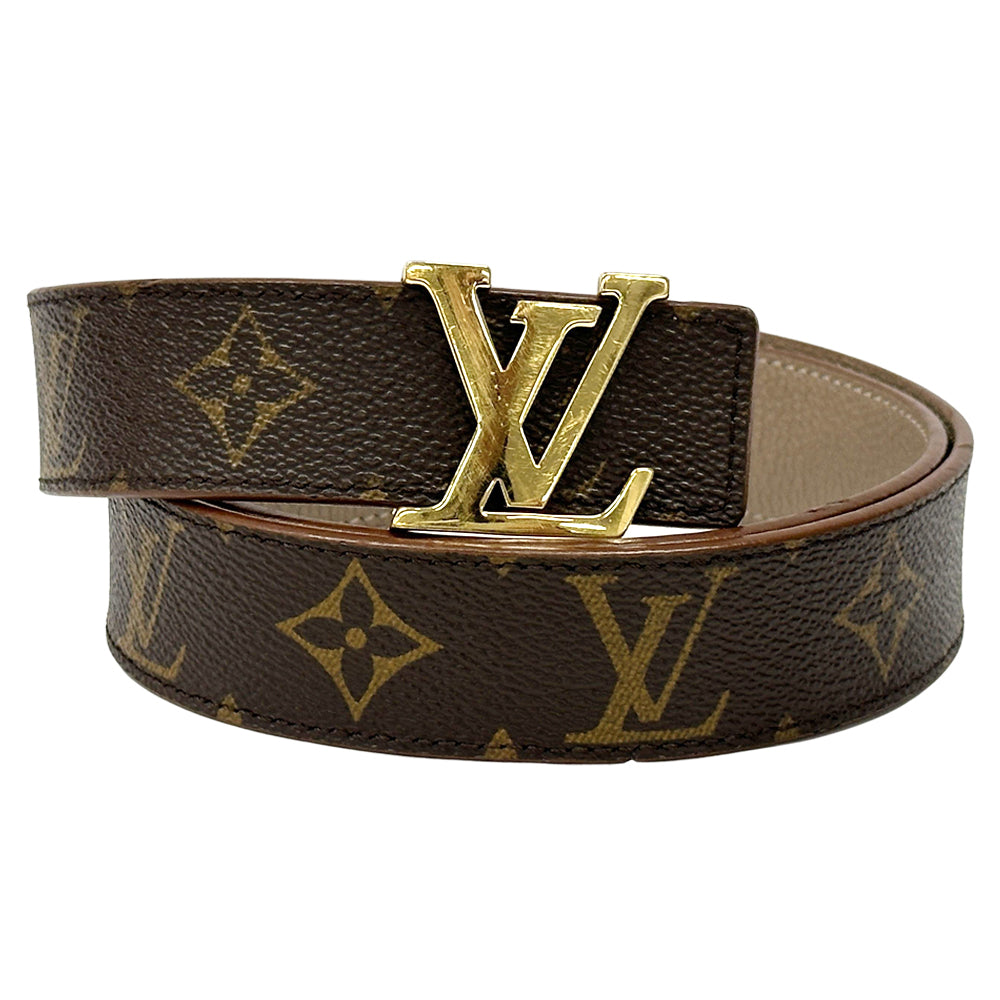 LOUIS VUITTON ルイ・ヴィトン サンチュール・LVイニシャル ベルト モノグラム ブラウン グレージュ M0140 モノグラムキャンバス レディース 【中古】