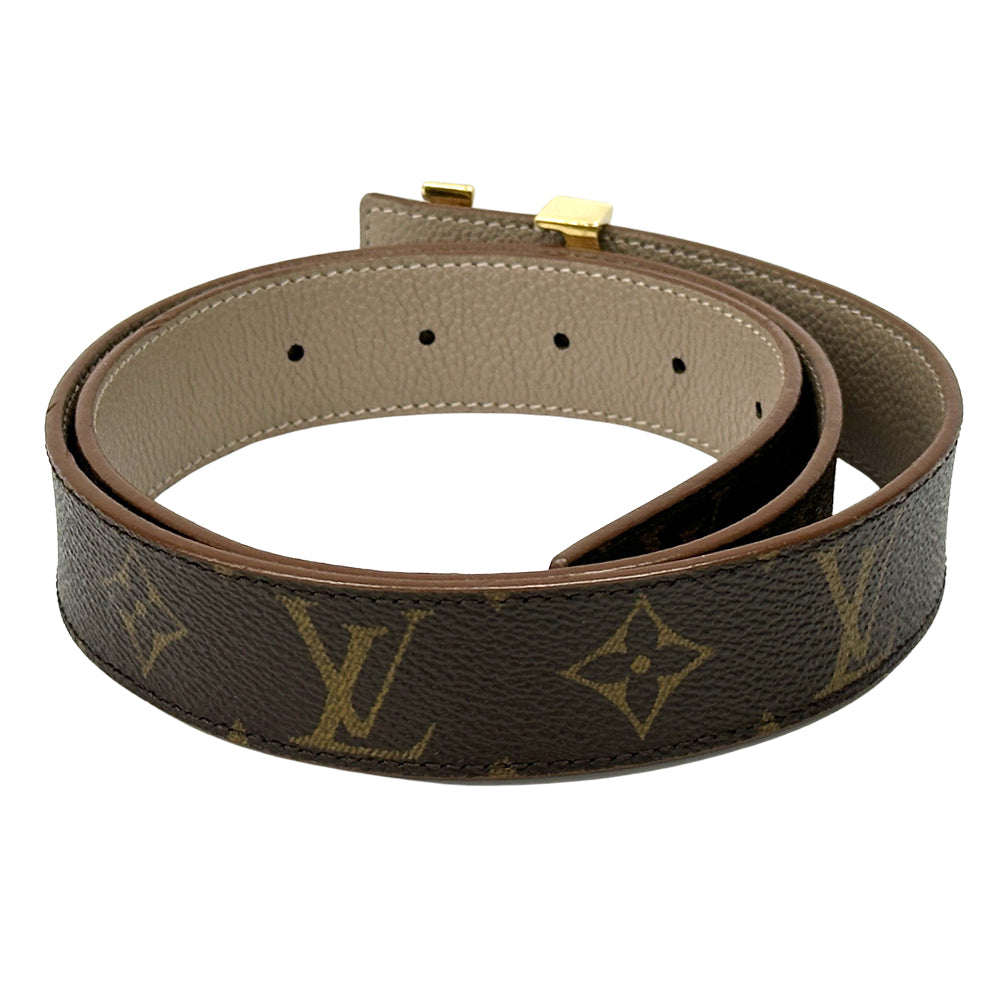 LOUIS VUITTON ルイ・ヴィトン サンチュール・LVイニシャル ベルト モノグラム ブラウン グレージュ M0140 モノグラムキャンバス レディース 【中古】