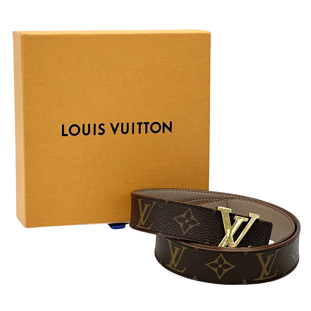 LOUIS VUITTON ルイ・ヴィトン サンチュール・LVイニシャル ベルト モノグラム ブラウン グレージュ M0140 モノグラムキャンバス レディース 【中古】