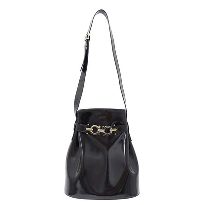Ferragamo フェラガモ ショルダーバッグ ダブルガンチーニ ブラック レザー レディース 【中古】