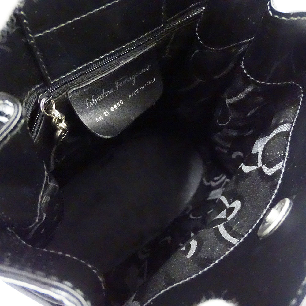 Ferragamo フェラガモ ショルダーバッグ ダブルガンチーニ ブラック レザー レディース 【中古】