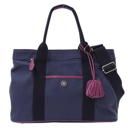 LOEWE ロエベ 2wayバッグ ネイビー キャンバス レディース 【中古】