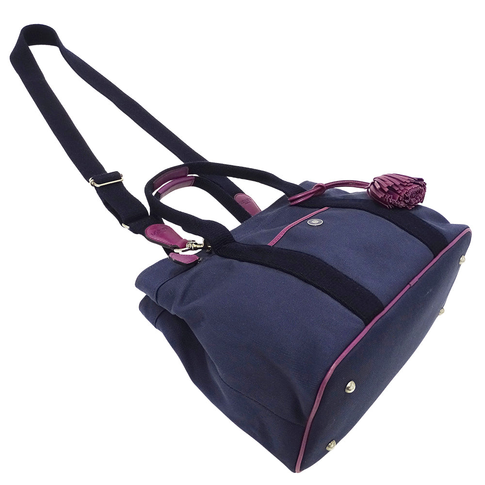 LOEWE ロエベ 2wayバッグ ネイビー キャンバス レディース 【中古】