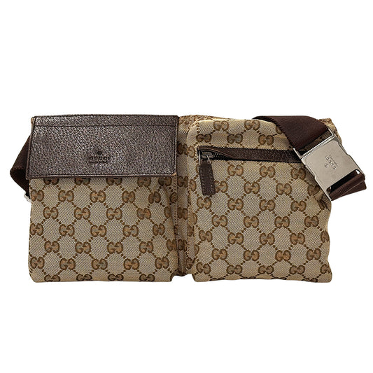 GUCCI グッチ ボディ・ウエストバッグ ベージュ ブラウン 28566 GGキャンバス メンズ 【中古】