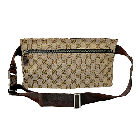 GUCCI グッチ ボディ・ウエストバッグ ベージュ ブラウン 28566 GGキャンバス メンズ 【中古】