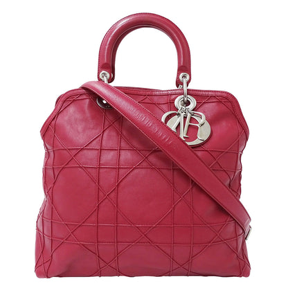 Dior ディオール グランヴィル 2wayバッグ ワインレッド レザー レディース 【中古】