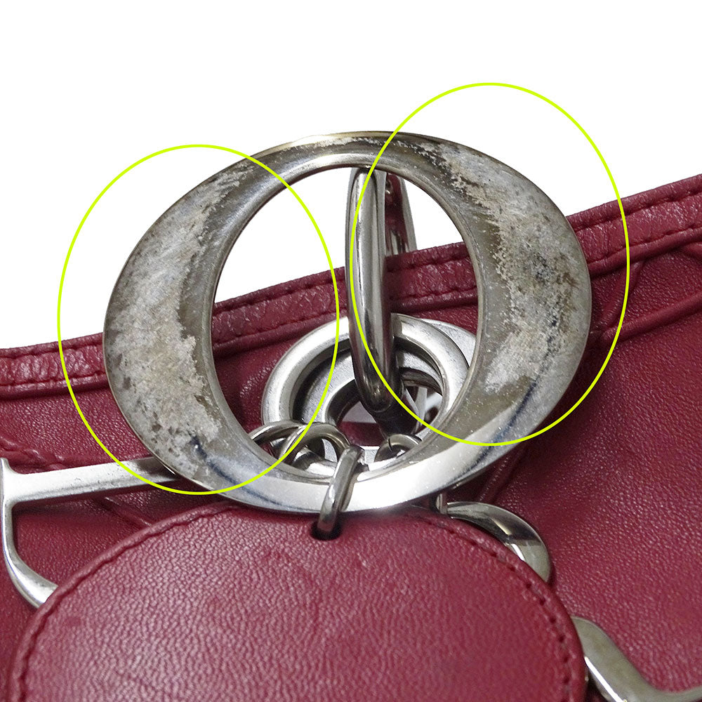 Dior ディオール グランヴィル 2wayバッグ ワインレッド レザー レディース 【中古】