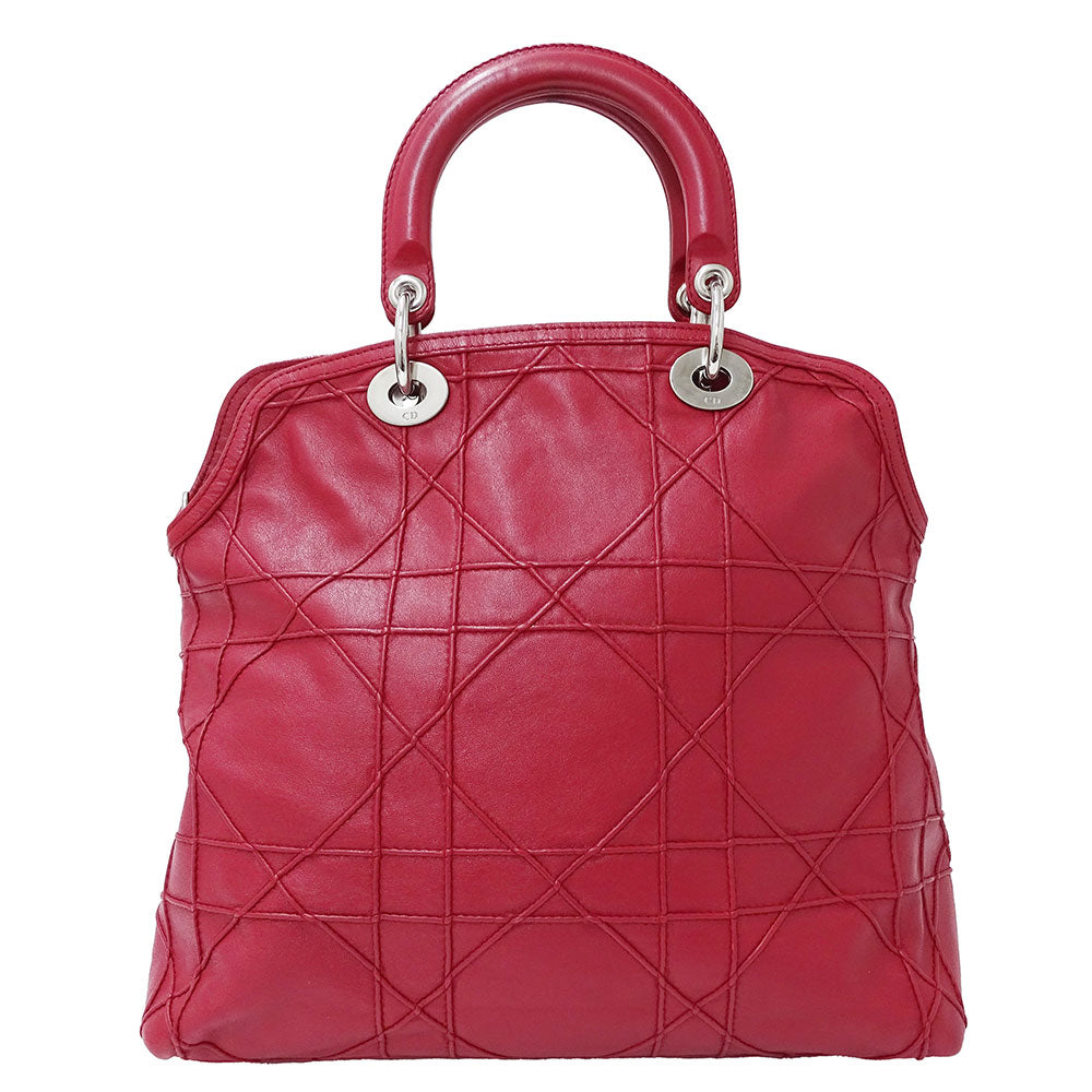 Dior ディオール グランヴィル 2wayバッグ ワインレッド レザー レディース 【中古】