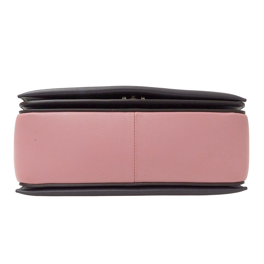 CELINE セリーヌ フレーム ミディアムバッグ ショルダーバッグ ピンク チャコールグレー レザー レディース 【中古】