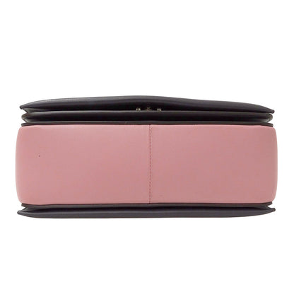 CELINE セリーヌ フレーム ミディアムバッグ ショルダーバッグ ピンク チャコールグレー レザー レディース 【中古】