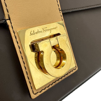 Ferragamo フェラガモ ワンショルダーバッグ ショルダーバッグ ダブルガンチーニ ブラウン レザー レディース 【中古】
