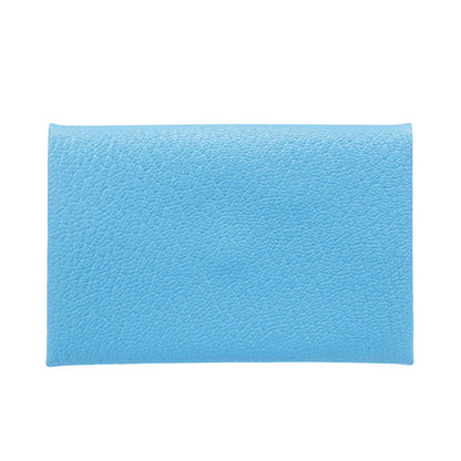 HERMES エルメス カルヴィ カードケース ブルーアズテック シェーブル レディース メンズ 【中古】