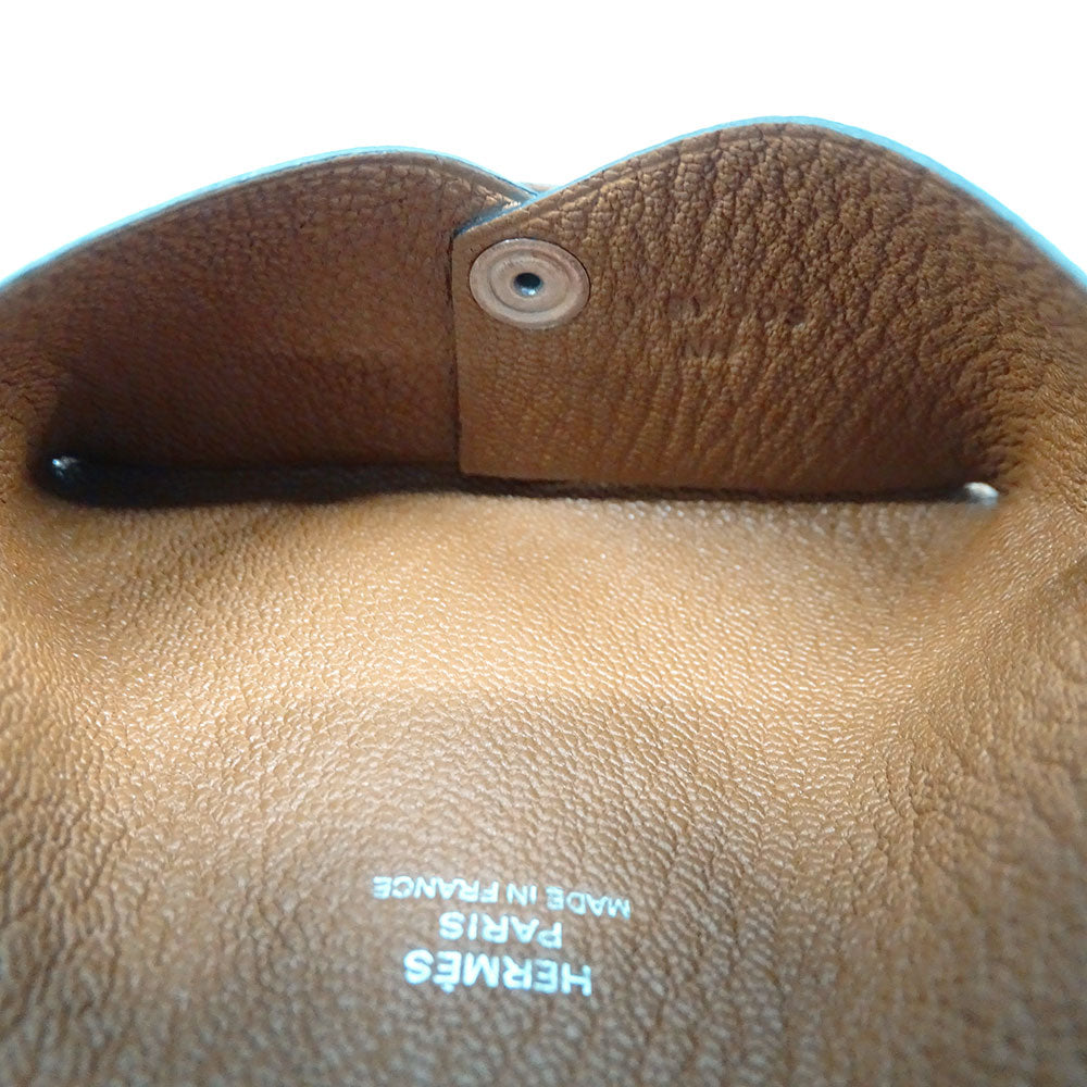 HERMES エルメス カルヴィ カードケース ブルーアズテック シェーブル レディース メンズ 【中古】