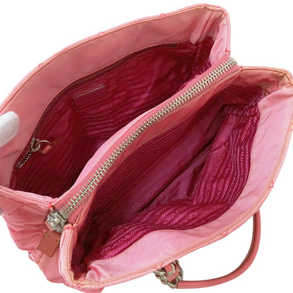 PRADA プラダ トートバッグ ピンク ナイロン レディース 【中古】