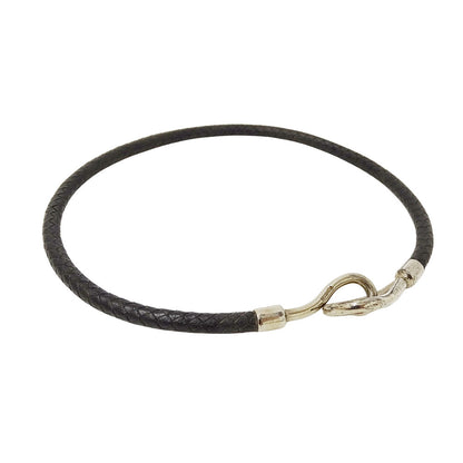 HERMES エルメス ジャンボ チョーカー レザー ブラック シルバー金具 レディース 【中古】