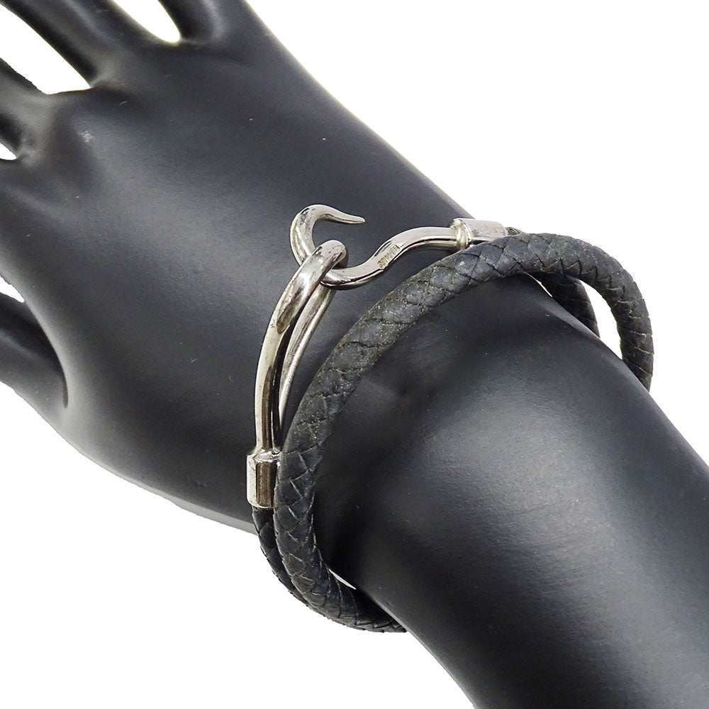 HERMES エルメス ジャンボ チョーカー レザー ブラック シルバー金具 レディース 【中古】