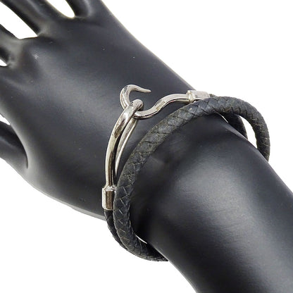 HERMES エルメス ジャンボ チョーカー レザー ブラック シルバー金具 レディース 【中古】