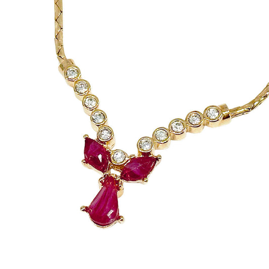 Dior ディオール ネックレス ラインストーン ゴールド レディース 【中古】