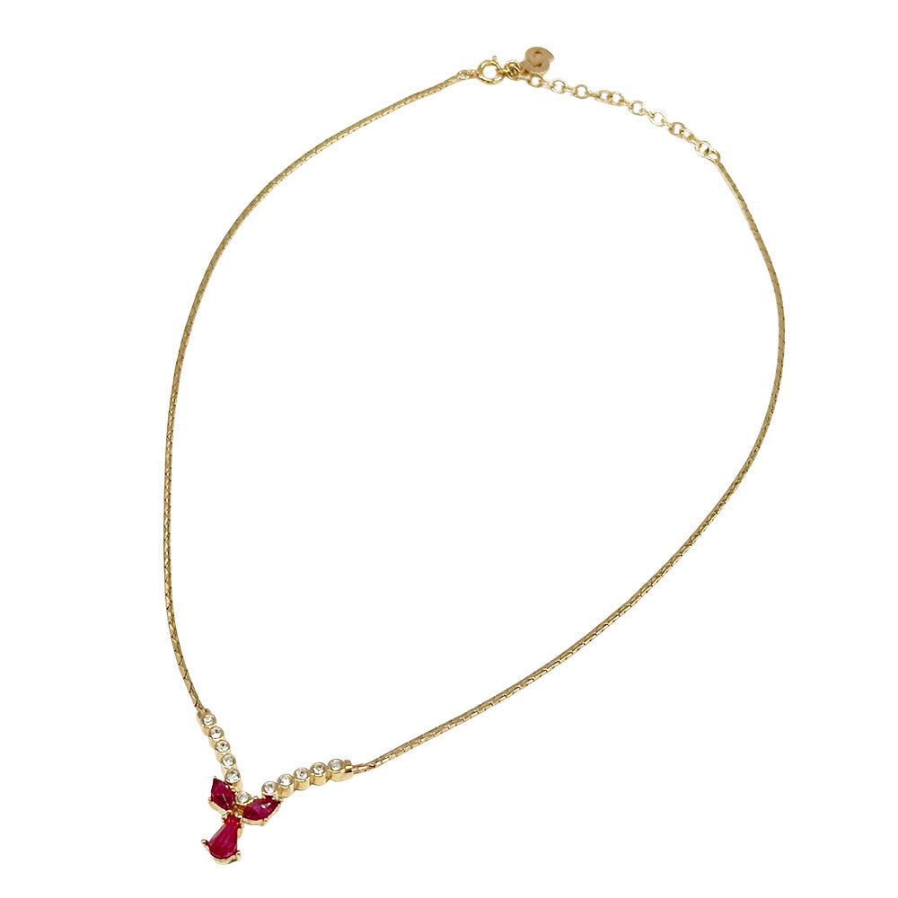 Dior ディオール ネックレス ラインストーン ゴールド レディース 【中古】