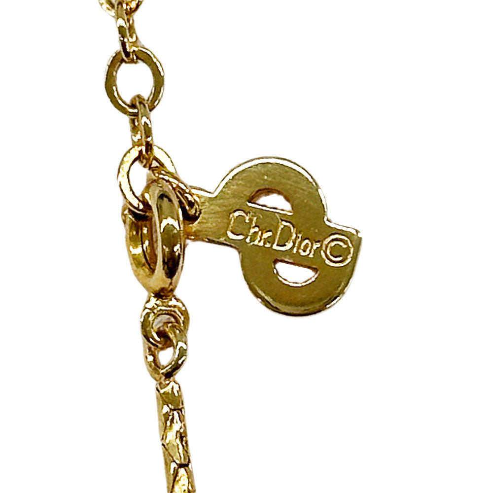 Dior ディオール ネックレス ラインストーン ゴールド レディース 【中古】