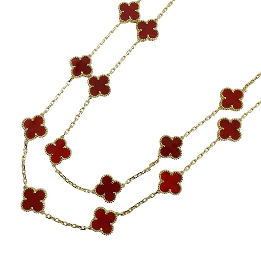 Van Cleef & Arpels ヴァンクリーフ＆アーペル ヴィンテージアルハンブラ ネックレス カーネリアン 750YG イエローゴールド レディース 磨き済み 【中古】