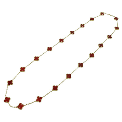 Van Cleef & Arpels ヴァンクリーフ＆アーペル ヴィンテージアルハンブラ ネックレス カーネリアン 750YG イエローゴールド レディース 磨き済み 【中古】