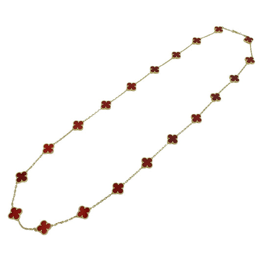 Van Cleef & Arpels ヴァンクリーフ＆アーペル ヴィンテージアルハンブラ ネックレス カーネリアン 750YG イエローゴールド レディース 磨き済み 【中古】