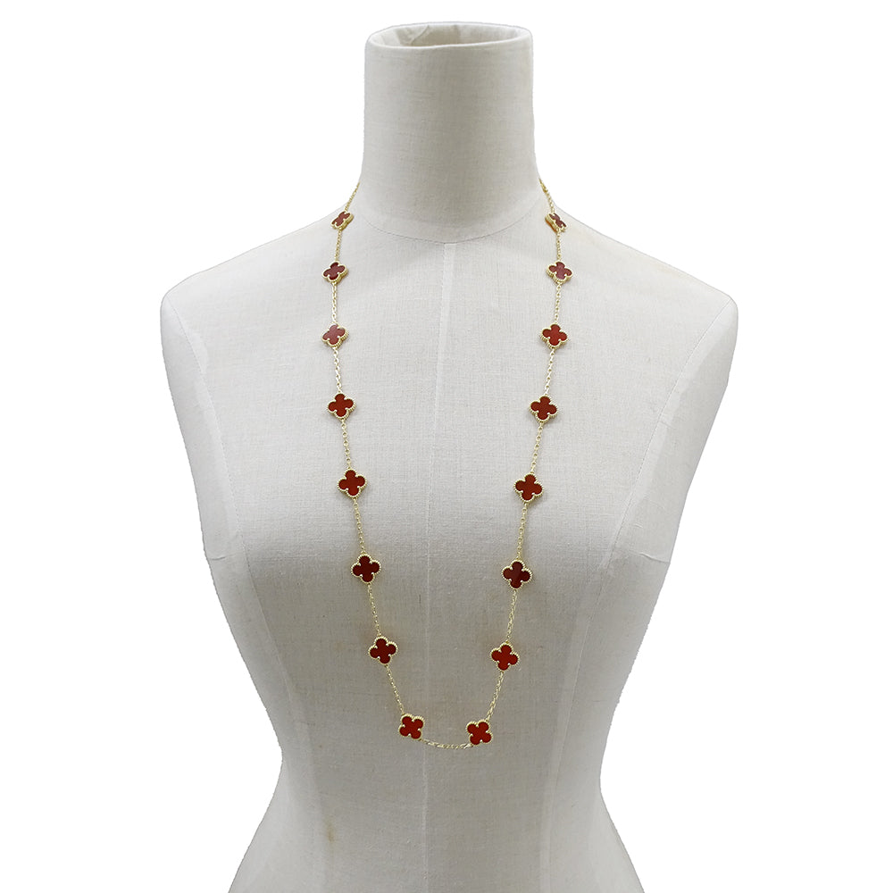 Van Cleef & Arpels ヴァンクリーフ＆アーペル ヴィンテージアルハンブラ ネックレス カーネリアン 750YG イエローゴールド レディース 磨き済み 【中古】