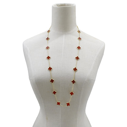 Van Cleef & Arpels ヴァンクリーフ＆アーペル ヴィンテージアルハンブラ ネックレス カーネリアン 750YG イエローゴールド レディース 磨き済み 【中古】