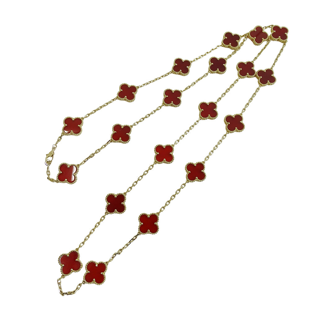 Van Cleef & Arpels ヴァンクリーフ＆アーペル ヴィンテージアルハンブラ ネックレス カーネリアン 750YG イエローゴールド レディース 磨き済み 【中古】