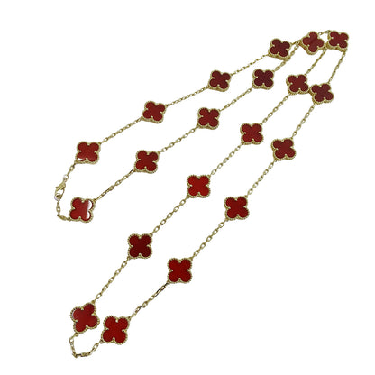 Van Cleef & Arpels ヴァンクリーフ＆アーペル ヴィンテージアルハンブラ ネックレス カーネリアン 750YG イエローゴールド レディース 磨き済み 【中古】