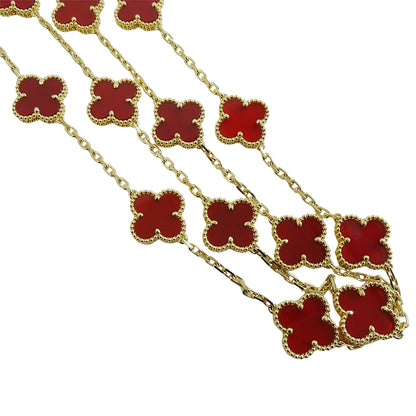 Van Cleef & Arpels ヴァンクリーフ＆アーペル ヴィンテージアルハンブラ ネックレス カーネリアン 750YG イエローゴールド レディース 磨き済み 【中古】