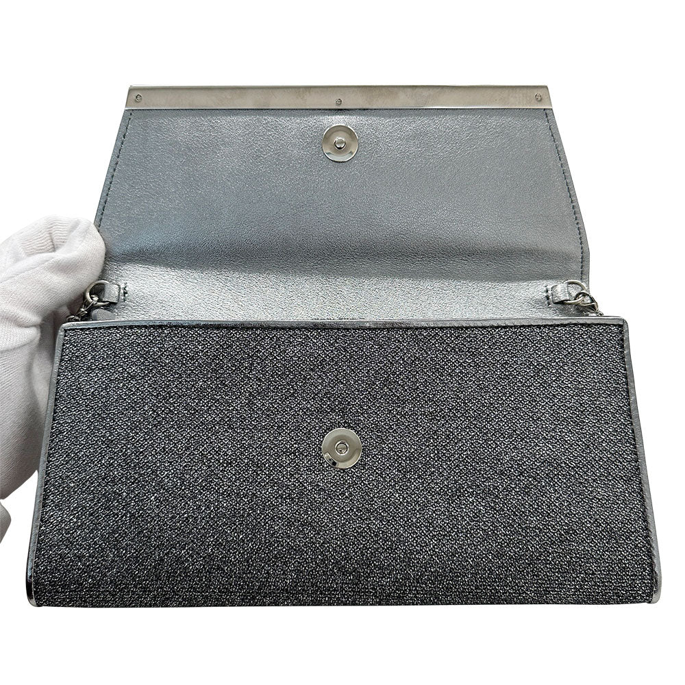 JIMMY CHOO ジミーチュウ ショルダーバッグ シルバー レザー レディース 【中古】