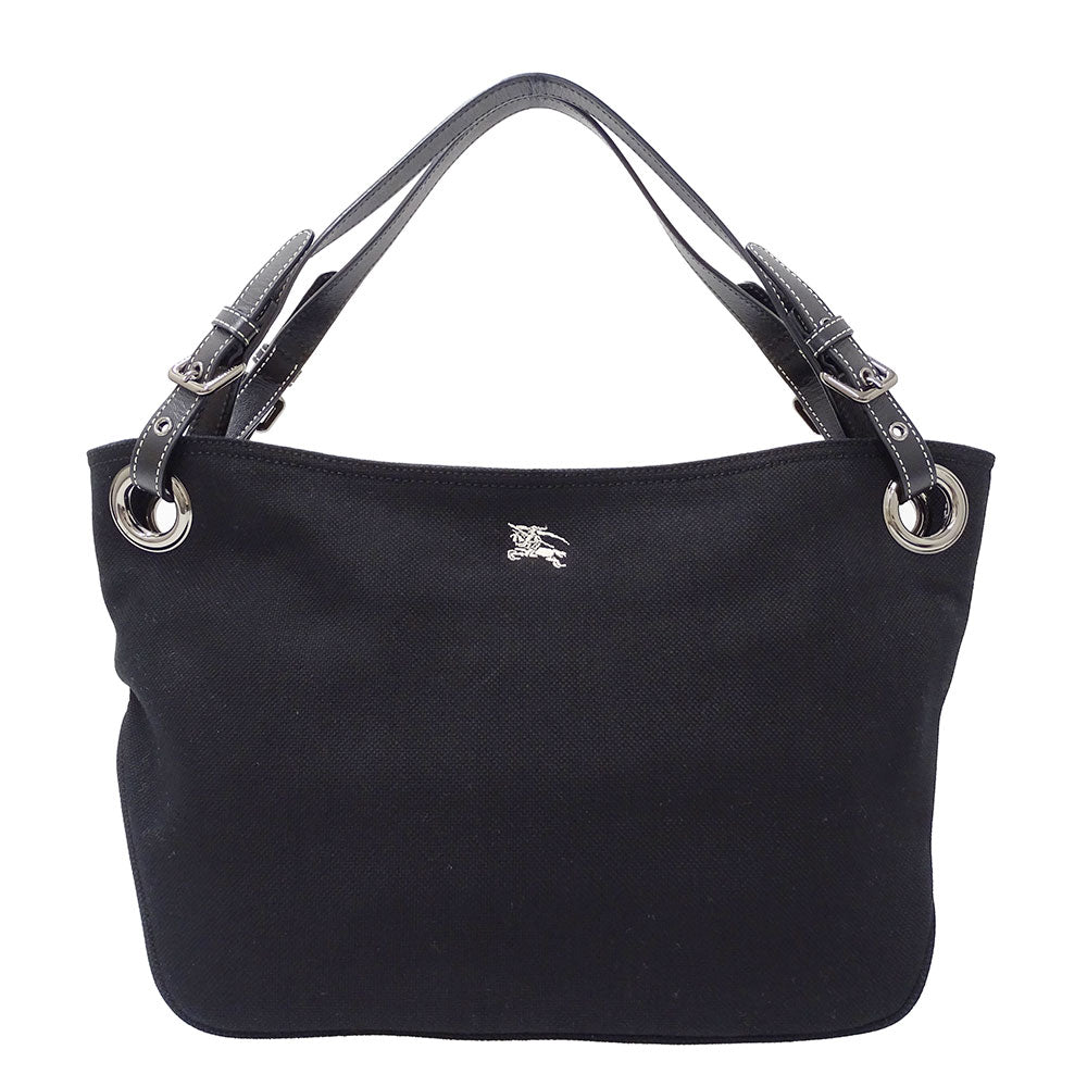 BURBERRY BLUE LABEL バーバリーブルーレーベル トートバッグ ブラック キャンバス レディース 【中古】