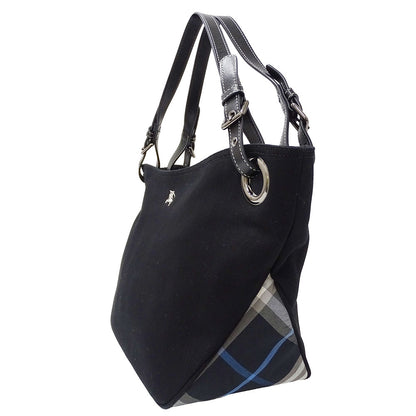 BURBERRY BLUE LABEL バーバリーブルーレーベル トートバッグ ブラック キャンバス レディース 【中古】