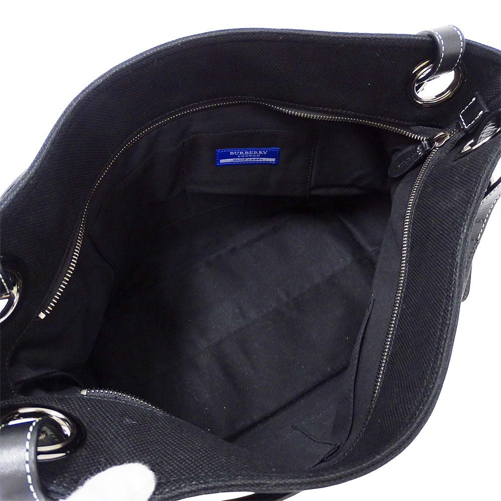 BURBERRY BLUE LABEL バーバリーブルーレーベル トートバッグ ブラック キャンバス レディース 【中古】