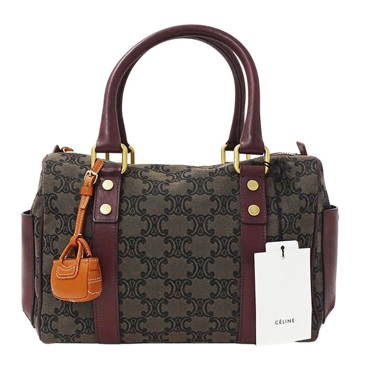 CELINE セリーヌ ハンドバッグ トリオンフ ブラウン ボルドー キャンバス レディース 【中古】