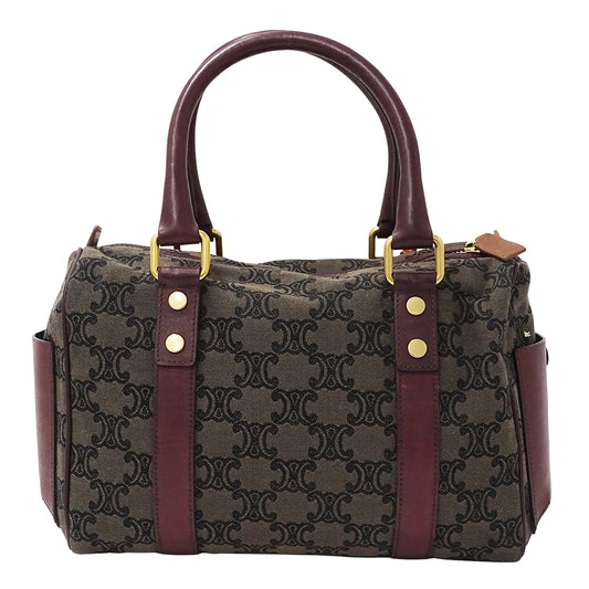 CELINE セリーヌ ハンドバッグ トリオンフ ブラウン ボルドー キャンバス レディース 【中古】