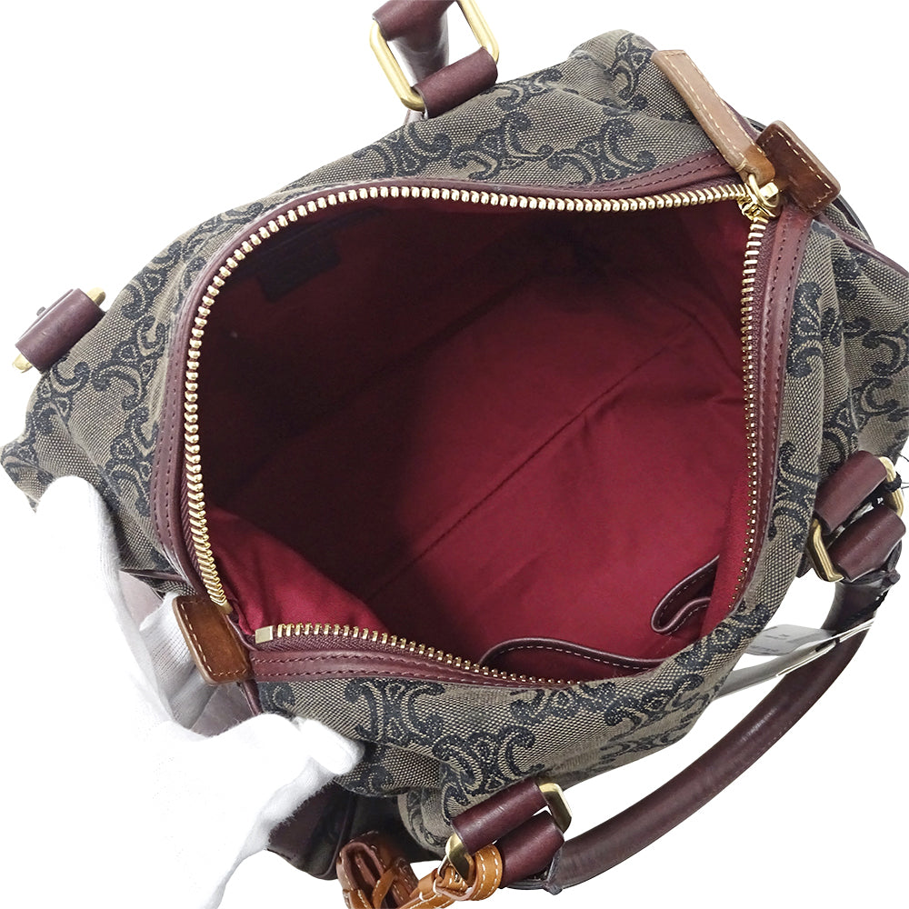 CELINE セリーヌ ハンドバッグ トリオンフ ブラウン ボルドー キャンバス レディース 【中古】