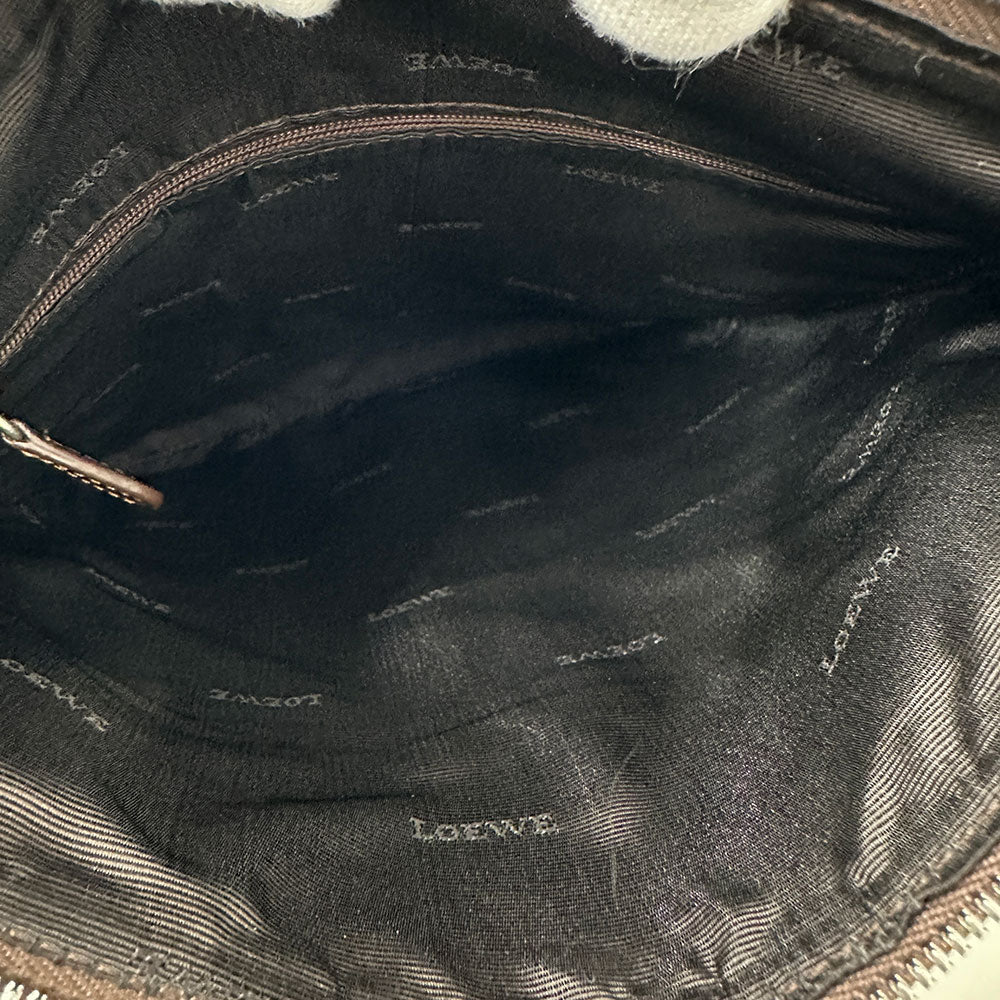 LOEWE ロエベ センダ ショルダーバッグ ダークブラウン レザー メンズ 【中古】