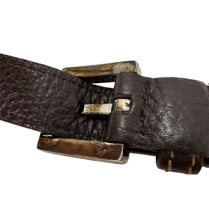 LOEWE ロエベ センダ ショルダーバッグ ダークブラウン レザー メンズ 【中古】