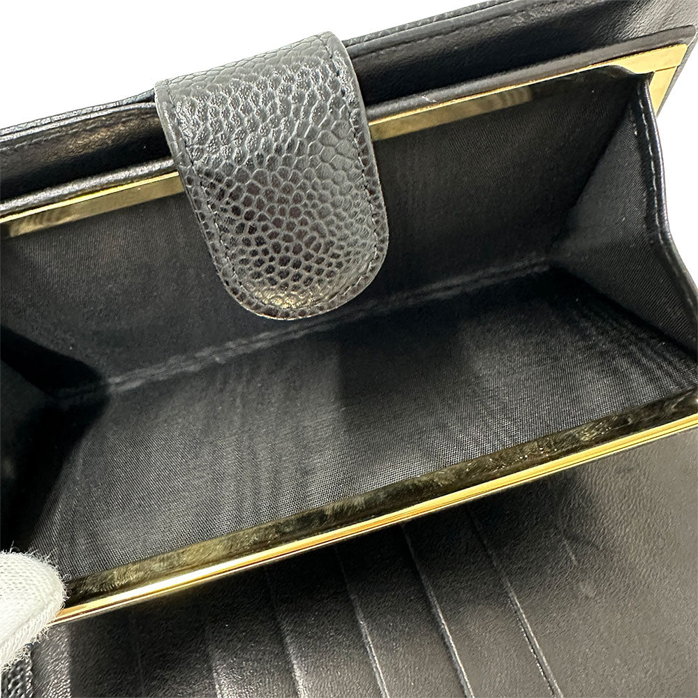 CHANEL シャネル 長財布 ココマーク ブラック キャビアスキン レディース 【中古】