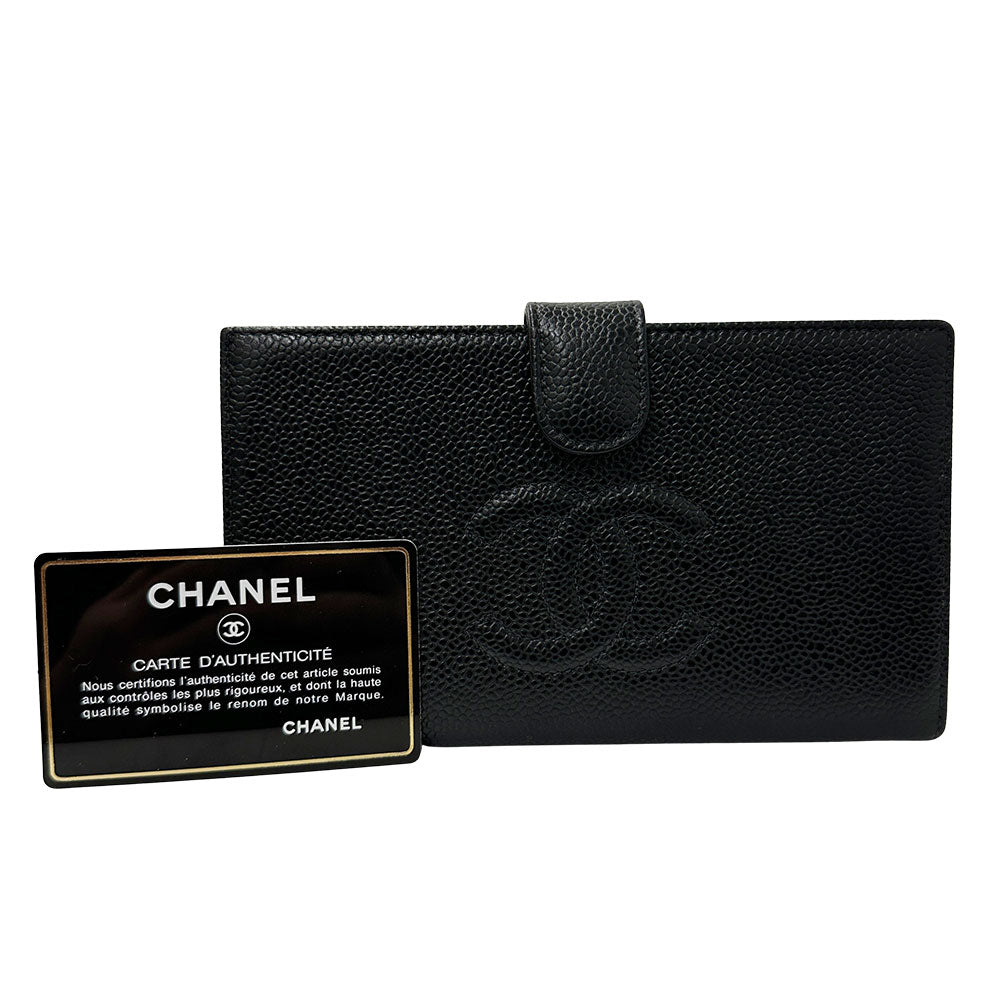 CHANEL シャネル 長財布 ココマーク ブラック キャビアスキン レディース 【中古】
