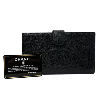 CHANEL シャネル 長財布 ココマーク ブラック キャビアスキン レディース 【中古】