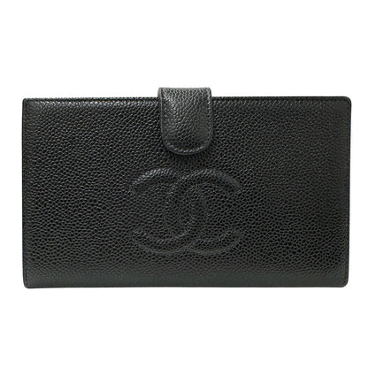 CHANEL シャネル 長財布 ココマーク ブラック キャビアスキン レディース 【中古】