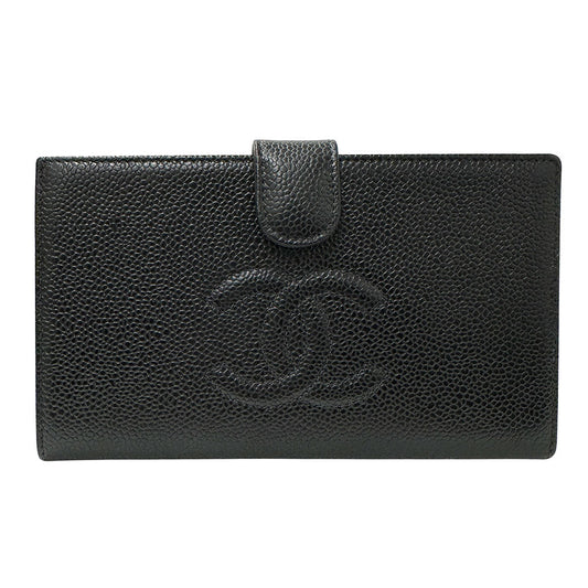 CHANEL シャネル 長財布 ココマーク ブラック キャビアスキン レディース 【中古】